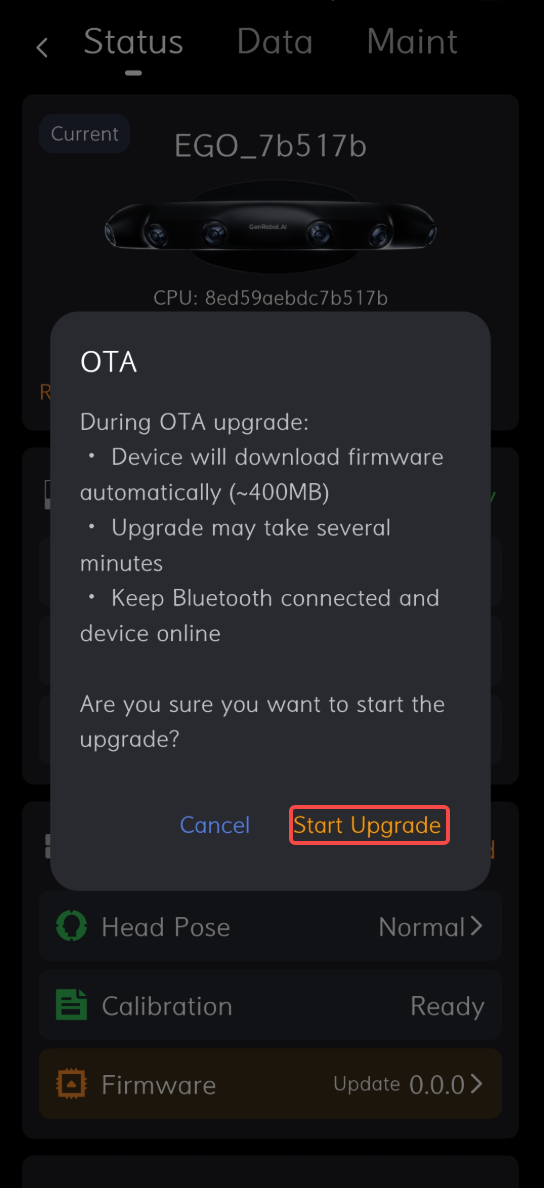 Start upgrade