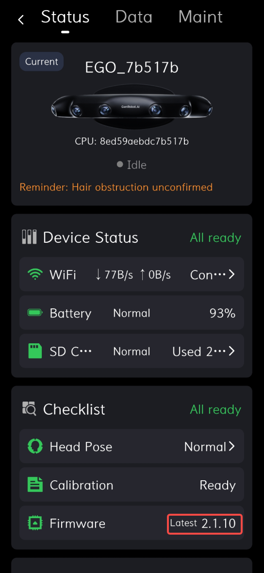 Firmware version matches
