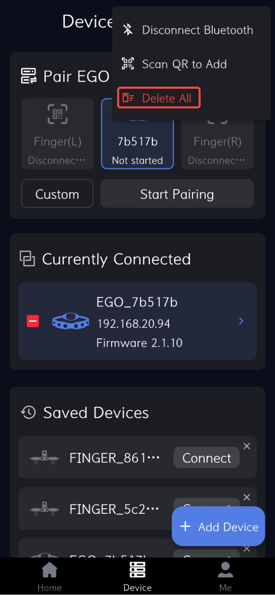 Device Connection - One-click Delete