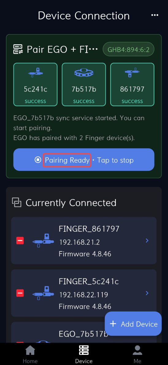 Ego-Finger pairing: device pairing ready
