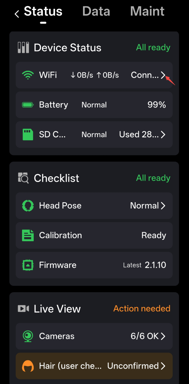 Enter WiFi connection page