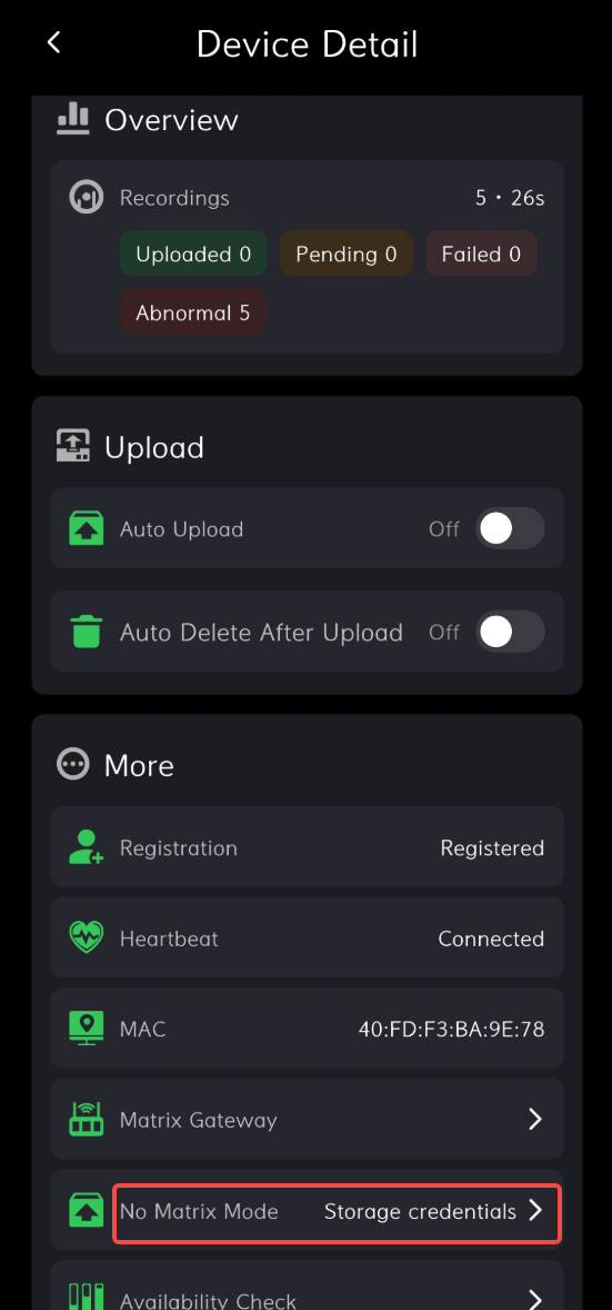 No Matrix Mode entry