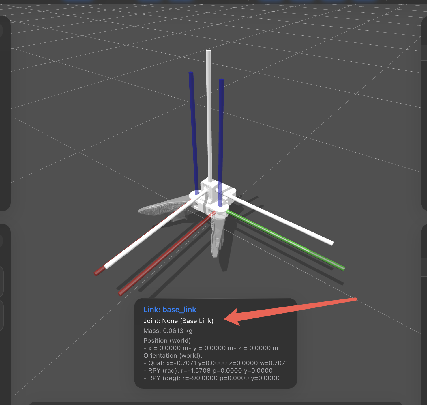 Finger URDF and base_link frame